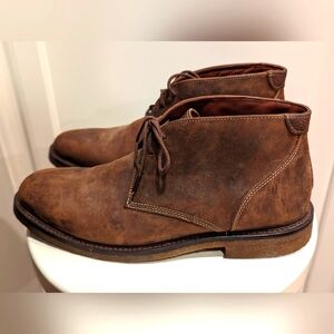 Men's Johnston & Murphy Sheepskin Brown Leather Chukka Boots Size 10 Lace-Up